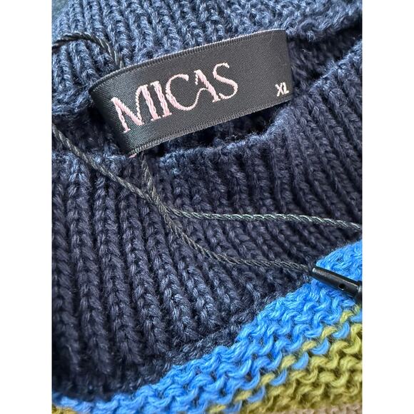 Micas Knit Contrast Tank Mini Dress Boho Breezy Resort XL - Picture 4 of 5